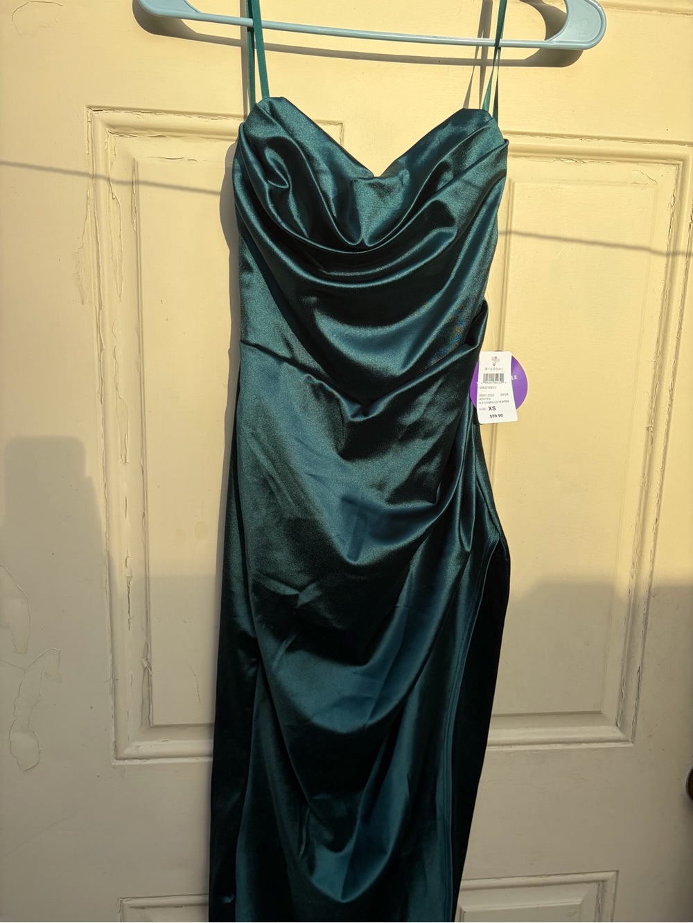 Windsor Emerald Green Satin Cowl Neck Maxi Dress